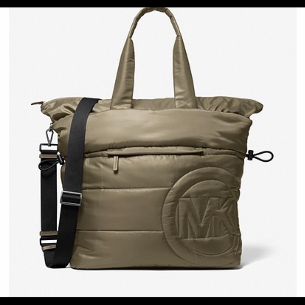 Michael Kors Rae quilted tote bag army graphic
